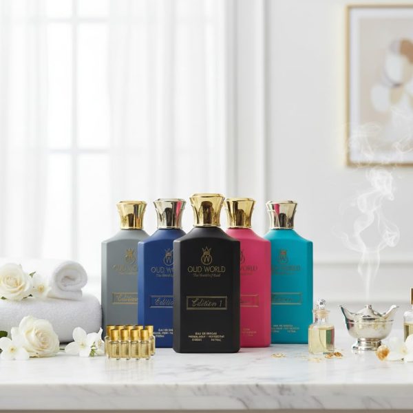 مجموعة هدايا العطور من السلسلة 1 من عود وورلد - 5 روائح فاخرة مستوحاة من التوقيع | او دي بارفان للعود العربي يدوم طويلا للرجال والنساء