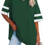 ايبيفين تي شيرت نسائي كبير الحجم برقبة دائرية ضيقة واكمام قصيرة، بلوزة كاجوال فضفاضة اساسية صيفية