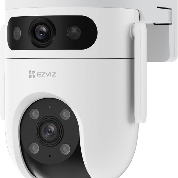 EZVIZ كاميرا 3K H9C بعدسة مزدوجة 4K (5MP+5MP) من هيكفيجن | كاميرا واي فاي قابلة للامالة | تحدث ثنائي الاتجاه|اكتشاف الانسان/المركبات | حماية نشطة مع صفارة انذار وضوء ستروب | تصميم مقاوم للعوامل الجوية