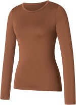 ⁦بلوزة قصيرة للنساء بقصة ضيقة كاجوال بلون سادة ورقبة دائرية ضيقة واكمام طويلة⁩ - الصورة ⁦2⁩