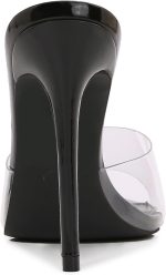 ⁦صندل نسائي من شيون شايي بمقدمة مدببة وكعب مدبب وحزام شفاف وكعب عالي سهل الارتداء للنساء⁩ - الصورة ⁦4⁩