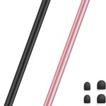 اقلام ستايلس لشاشات اللمس، قلم تابلت عالمي سعوي 2 في 1 لاجهزة ايفون/ايباد/برو/ميني/اير/سامسونج/تابلت مع 6 رؤوس بديلة (اسود + ذهبي وردي)