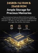 ⁦هاتف ذكي WP23 بلس مقاوم للماء 24GB+256GB بطارية 10600mAh شاشة 6.55 انش اندرويد 14⁩ - الصورة ⁦7⁩