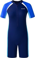 طقم ملابس سباحة للأطفال من كاراك مكون من قطعة واحدة بأكمام قصيرة للأولاد للحماية من الطفح الجلدي ومناسب للرياضات المائية