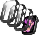 تي تيرسيلي (3 قطع) جراب متوافق مع ساعة ابل سلسلة 11/10-46 ملم، واقي شاشة مدمج رفيع HD من الزجاج المقسى بديل لساعة اي ووتش S11/S10 2024 (اسود)