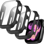 تي تيرسيلي (3 قطع) جراب متوافق مع ساعة ابل سلسلة 11/10-46 ملم، واقي شاشة مدمج رفيع HD من الزجاج المقسى بديل لساعة اي ووتش S11/S10 2024 (اسود)