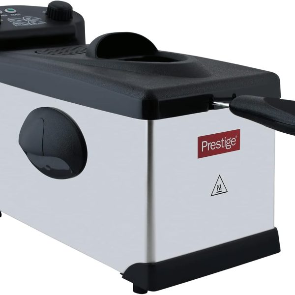 بريستيج مقلاة عميقة من الستانلس ستيل بـ 8 اعدادات لدرجة الحرارة 150 230 درجة مئوية 3 لتر، هيكل من الستانلس ستيل، سلة 1 كجم، PR54916، فضي، كفالة المصنع لمدة عام واحد على الاقل