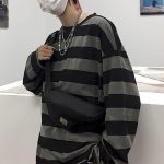 ⁦تي شيرت مخطط هاراجوكو للنساء، ملابس الجرونج القوطي Y2K، بلايز طويلة الاكمام قمصان كبيرة الحجم⁩ - الصورة ⁦2⁩