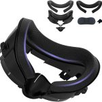 دعامة واجهة وجه في ار من لاكسدامر مع وسادة وجه لميتا كويست 3 - غطاء بديل مقاوم للعرق ووسادة انف مضادة للتسرب وواقي عدسة (4 في 1 اسود)