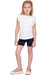 سروال ضيق قصير للبنات من هاي مام، مصنوع من القطن الغني بطول 1/2 للزي المدرسي، سروال ضيق بطول فوق الركبة للاطفال الرضع والرقص والمدرسة، سروال قصير مرن وناعم - 2-13 سنة