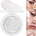 evpct Pearl White Silver Face Highlighter Makeup, White Shimmer Glitter Diamond Sparkly Highlighters Makeup Eyeshadow Palette Powder for Face Body Cheek Skin, inner Corner Eye Highlighter Make up 01