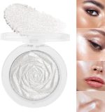 evpct Pearl White Silver Face Highlighter Makeup, White Shimmer Glitter Diamond Sparkly Highlighters Makeup Eyeshadow Palette Powder for Face Body Cheek Skin, inner Corner Eye Highlighter Make up 01