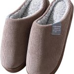 شبشب منزلي من القطن للرجال والنساء، شبشب منزلي داخلي من الميموري فوم، قطن دافئ للخريف والشتاء، شبشب مريح مضاد للانزلاق للاستخدام الداخلي والخارجي (اللون: بني، المقاس: 44/45