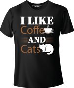 تي شيرت مطبوع عليه I Like Coffee And Cats Cat Lover للرجال والنساء، تي شيرت للجنسين، D-0010