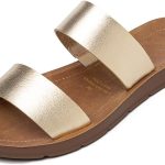 صندل مسطح كاجوال مفتوح عند الاصابع مع شريطين من اواوا