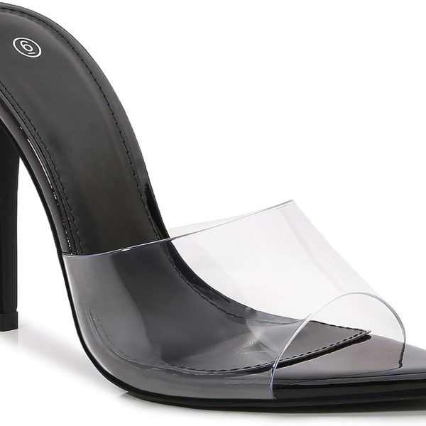 صندل نسائي من شيون شايي بمقدمة مدببة وكعب مدبب وحزام شفاف وكعب عالي سهل الارتداء للنساء