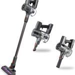 جيباس مكنسة كهربائية عمودية لاسلكية محمولة باليد 2 في 1 - بطارية ليثيوم قوية 22.2 فولت قابلة لاعادة الشحن وفرشاة LED، للارضيات الصلبة والسجاد والمنزل - خفيفة الوزن، فلتر هيبا صغير الحجم