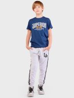 ⁦Nuego Cotton T-shirts for Boys Half Sleeves, Round Neck Tees for Boy, Comfortable Breathable Casual Regular Fit Graphic Text Print Kids Tshirt 7-14 Year (Blue, White)⁩ - الصورة ⁦6⁩