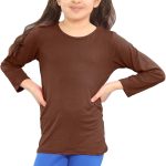 تي شيرت بيسيك سادة باكمام طويلة ورقبة دائرية للبنات والاولاد من هاميشكين