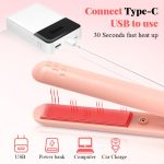 ⁦مكواة فرد الشعر 2 في 1 من جيمي، مكواة تجعيد الشعر مزدوجة الاغراض، مكواة فرد شعر صغيرة محمولة تعمل بمنفذ USB للشقة والسكن الجامعي والسفر (لا يمكن تخزين الكهرباء) (بينك)⁩ - الصورة ⁦5⁩