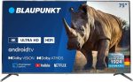 بلاوبنكت تلفزيون ذكي 75 بوصة بدقة 4K UHD بنظام اندرويد ودولبي فيجن دولبي اتموس وبلوتوث -75UB6210D مقاس 167.29×35.51×102.81 سم، اسود (مجدد)