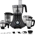 بريثي مطحنة خلاط كوزمو بلاستيكية للمطبخ من زودياك، 5 برطمانات 750 واط (عصارة سوبر استخراج، برطمان ماستر شيف + برطمان محضر طعام)، اسود (Mg236)