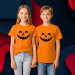 ⁦تي شيرت هالوين للاطفال - تي شيرت قطني مطبوع عليه وجه اليقطين - تي شيرت برقبة دائرية للاولاد والبنات - مثالي للمدرسة والحفلات والارتداء اليومي⁩ - الصورة ⁦6⁩