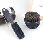 ⁦فرشاة لحية وشارب للرجال، فرشاة حلاقة للشعر الطبيعي، تصفيف وتنظيف شعر الوجه، فرشاة شعر للرجال للشعر القصير (اسود)⁩ - الصورة ⁦3⁩