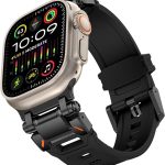 دادو سوار رياضي مطاطي متوافق مع ساعة ابل سلسلة الترا 2 | 9 | 8 الترا | 8 | 7 | 6 | 5 49/45/44/42 ملم، سوار مطاطي فاخر مع موصل معدني