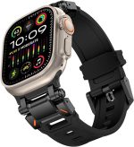 دادو سوار رياضي مطاطي متوافق مع ساعة ابل سلسلة الترا 2 | 9 | 8 الترا | 8 | 7 | 6 | 5 49/45/44/42 ملم، سوار مطاطي فاخر مع موصل معدني