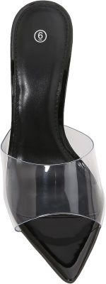 ⁦صندل نسائي من شيون شايي بمقدمة مدببة وكعب مدبب وحزام شفاف وكعب عالي سهل الارتداء للنساء⁩ - الصورة ⁦3⁩