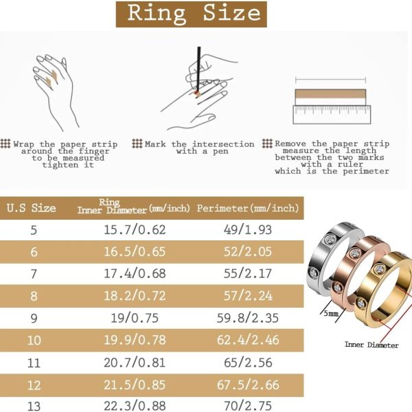 خواتم الحب والصداقة مطلية بالذهب عيار 18 قيراط مع زركونيا مكعب من الستانلس ستيل، خواتم الوعد للزفاف، خواتم حب عصرية للنساء والفتيات المراهقات مع صندوق هدايا