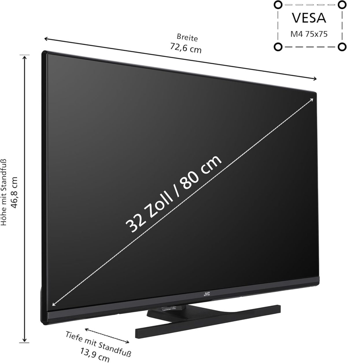 ⁦تلفزيون كيو ال اي دي 32 بوصة من جيه في سي، تلفزيون سمارت فيرنسير FHD بنظام اندرويد (HDR، موالف ثلاثي، بلوتوث) LT-32VQF545A [انرجي كلاس اي] (LT-32VQF545A)⁩ - الصورة ⁦3⁩