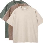 3 قطع تيشيرتات كبيرة الحجم من القطن الثقيل المغسول، تي شيرت صيفي عتيق فضفاض باكمام قصيرة كاجوال للرجال والنساء
