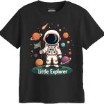 تي شيرت قطن للاطفال من الجنسين بتصميم رائد فضاء صغير من فانكار - تي شيرت برسومات مغامرة الفضاء للاولاد والبنات
