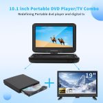 ⁦مشغل دي في دي محمول 10.1 انش من كيه سي ار بشاشة LED، تلفزيون مدمج، DVB-T2، بطارية قابلة لاعادة الشحن USB/HDMI/AV ومكبر صوت ستيريو مزدوج، تلفزيون صغير للاطفال والسيارة والسفر⁩ - الصورة ⁦4⁩