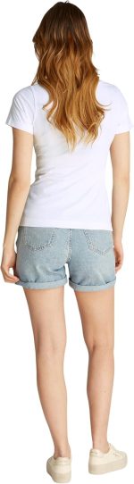 ⁦تي شيرت نسائي برقبة على شكل حرف V مزين بلوجو مونولوجو، عبوة من قطعتين⁩ - الصورة ⁦2⁩