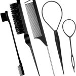 مجموعة امشاط ناعمة من 5 قطع من لونيميا - مشط شعر بشعيرات بلاستيكية، مشط تضييق، فرشاة حافة مزدوجة الجوانب، مشط ذيل الفئران لتصفيف الشعر وتسريحه