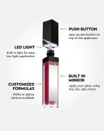 ⁦ملمع شفاه كويك جلو من ايزومي بيوتي | اتشييف بيرفيكت ليبس في اي مكان - ملمع شفاه باضاءة LED ومرآة | مثالي للمسافرين والنساء المشغولات وفي المواعيد الليلية والطلاب ومحبي المكياج (شوجر بلام)⁩ - الصورة ⁦2⁩