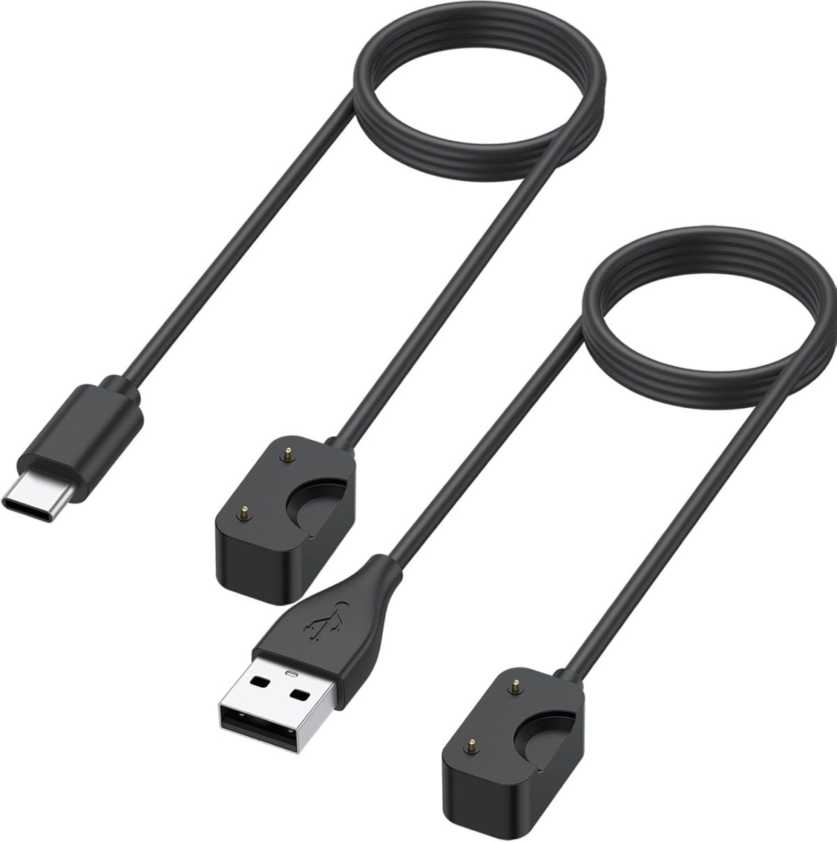 كيبل شحن مغناطيسي لسامسونج جالاكسي فيت 3، متوافق مع الساعات الذكية SM-R390، USB-A + USB-C، حامل كابل شحن مغناطيسي بطول 3.3 قدم، عبوة من قطعتين