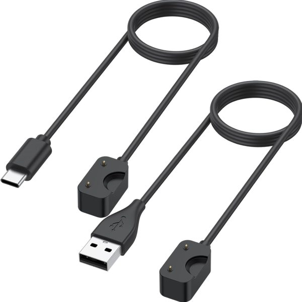 كيبل شحن مغناطيسي لسامسونج جالاكسي فيت 3، متوافق مع الساعات الذكية SM-R390، USB-A + USB-C، حامل كابل شحن مغناطيسي بطول 3.3 قدم، عبوة من قطعتين
