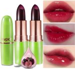 اي في بي سي تي احمر شفاه بلون اسود واحمر شيري ماجيك مود متغير اللون يدوم طويلا 24 ساعة للنساء، احمر شفاه جيلي متغير اللون متغير درجة الحموضة، مجموعة مكياج ملمع شفاه لامع من لابيال ماجيكو، قطعتين