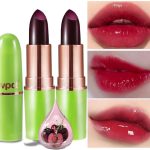 اي في بي سي تي احمر شفاه بلون اسود واحمر شيري ماجيك مود متغير اللون يدوم طويلا 24 ساعة للنساء، احمر شفاه جيلي متغير اللون متغير درجة الحموضة، مجموعة مكياج ملمع شفاه لامع من لابيال ماجيكو، قطعتين