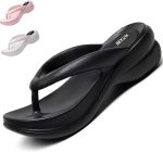 BEXOW Girls & Women's Waterproof High Heel Flip Flops Lightweight EVA Platform Sandals Stylish Beach Home Travel Footwear