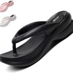 BEXOW Girls & Women's Waterproof High Heel Flip Flops Lightweight EVA Platform Sandals Stylish Beach Home Travel Footwear
