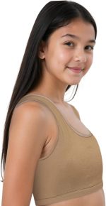 ⁦ديشيكا حمالة صدر رياضية للبنات، حمالة صدر قطنية غير مبطنة للمبتدئين، حمالات صدر للمراهقين بدون اسلاك لصالة الالعاب الرياضية والتمرين واليوغا سهلة الارتداء مزدوجة الطبقات بتغطية كاملة - عبوة من 4 قطع⁩ - الصورة ⁦6⁩