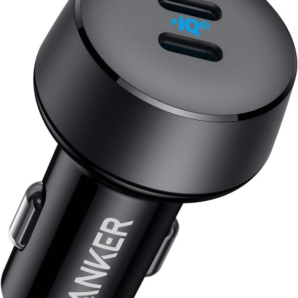 انكر شاحن سيارة USB C، محول باور اي كيو 3.0 بمنفذين 40 واط، شاحن سيارة ايفون 16، باور درايف III ديو مع توصيل طاقة لايفون 16/15/14/وسامسونج وهواوي وشاومي وريدمي وفيفو واوبو وغيرها