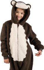 ⁦زي تنكري للاطفال بتصميم قرد بني الكل في واحد مناسب ليوم الكتاب العالمي للاولاد والبنات من الصوف الناعم مع ذيل بمقاسات الاطفال من سن 2-13 سنة⁩ - الصورة ⁦5⁩