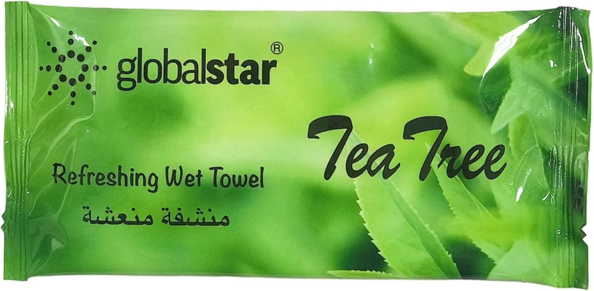 ⁦جلوبل ستار منشفة مبللة منعشة على شكل شجرة الشاي RT06، منشفة مبللة للاستعمال مرة واحدة للصالونات والمنتجعات الصحية ومتجر الحلاقة، 25 قطعة⁩ - الصورة ⁦2⁩