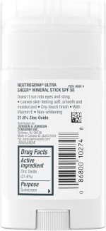 ⁦Neutrogena Ultra Sheer Mineral Face Body Stick SPF 50, Multi-Purpose⁩ - الصورة ⁦9⁩